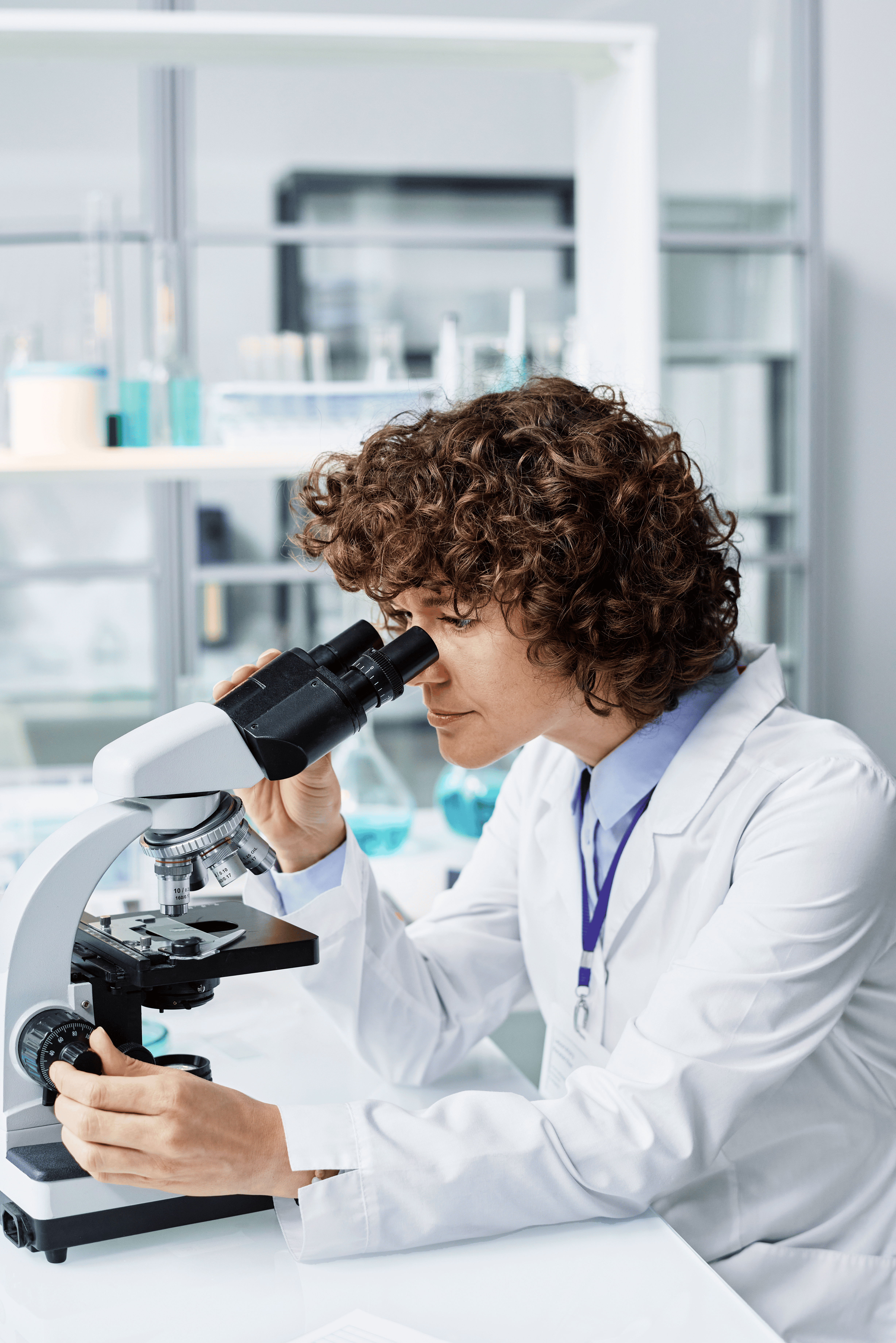 Technician measuring adhesive sample properties