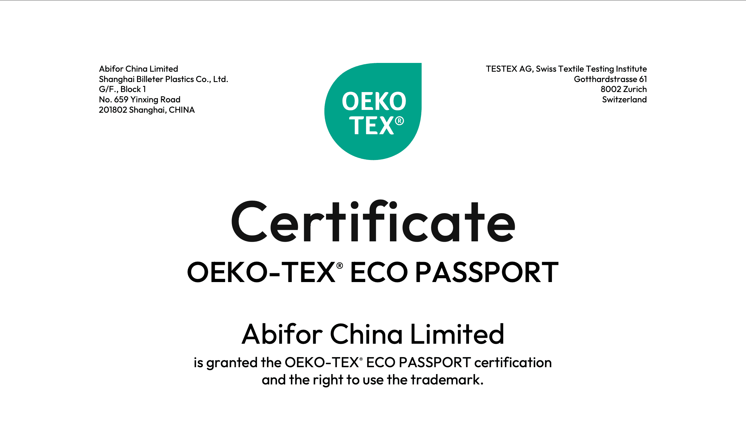 Successful Oeko-Tex Eco Passport Certification to ZDHC Level 3